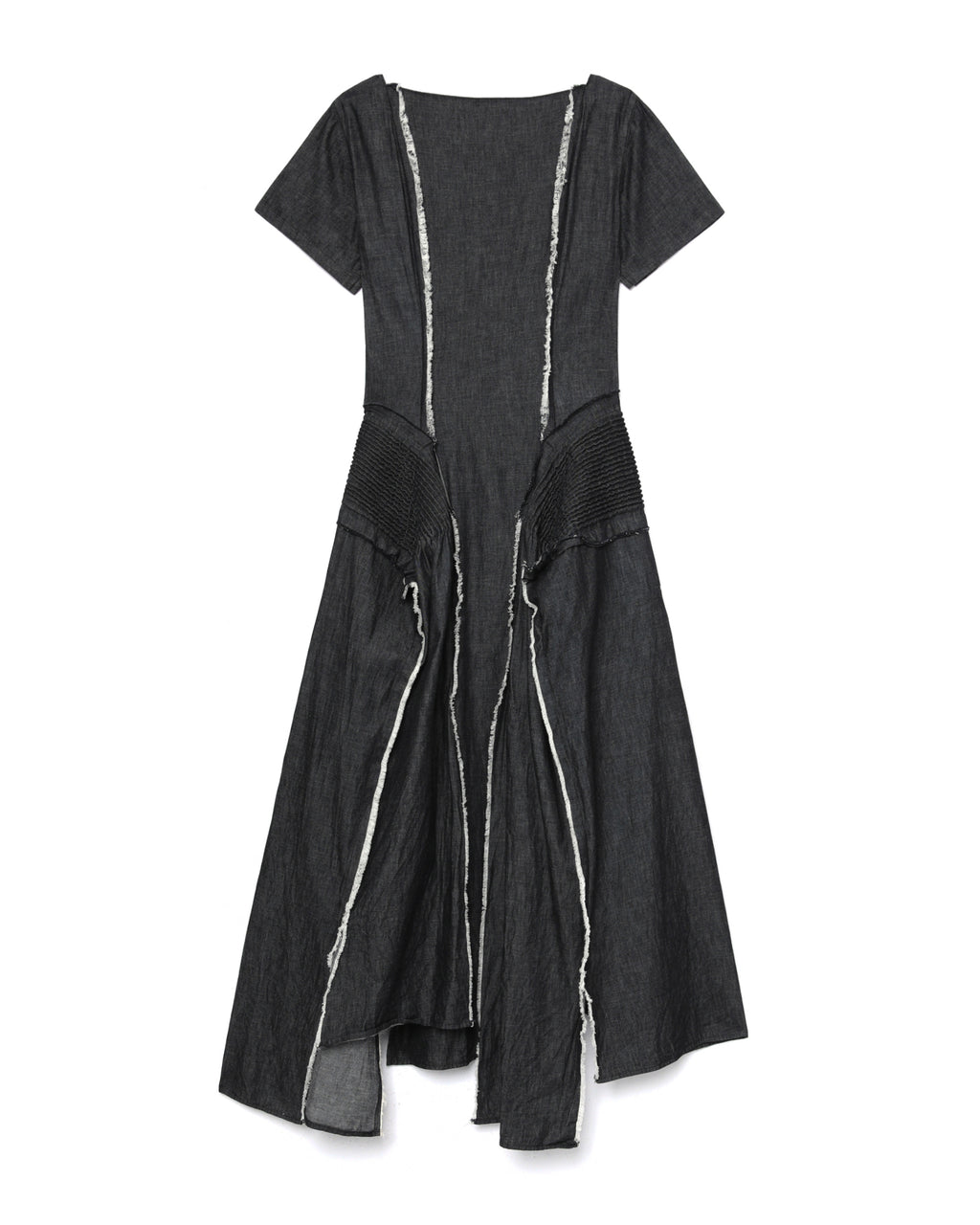 Distressed asymmetric midi dress