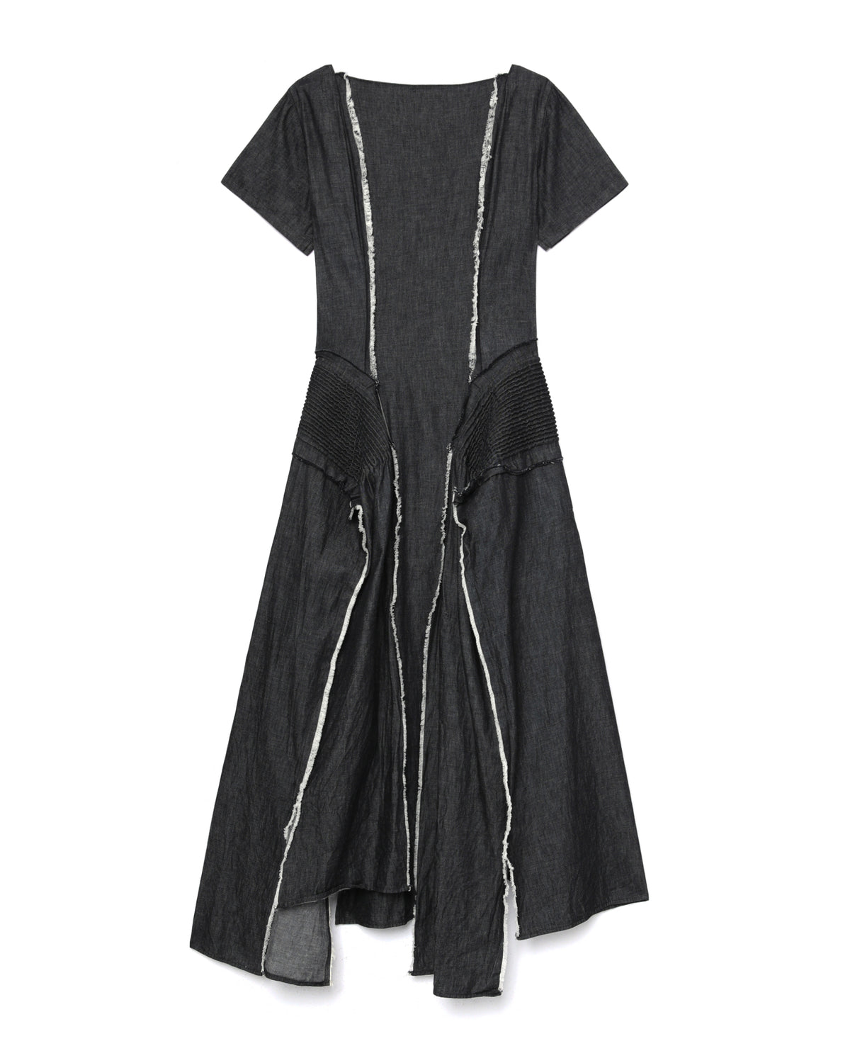 Distressed asymmetric midi dress