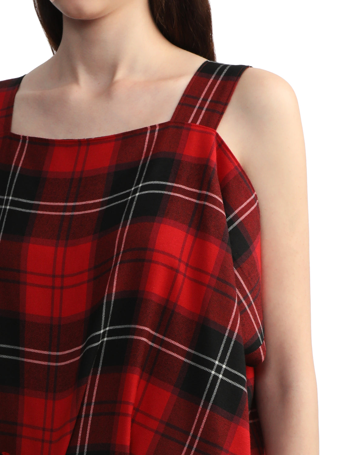Sleeveless plaid wool dress