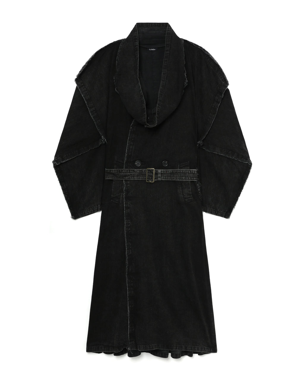Denim belted coat