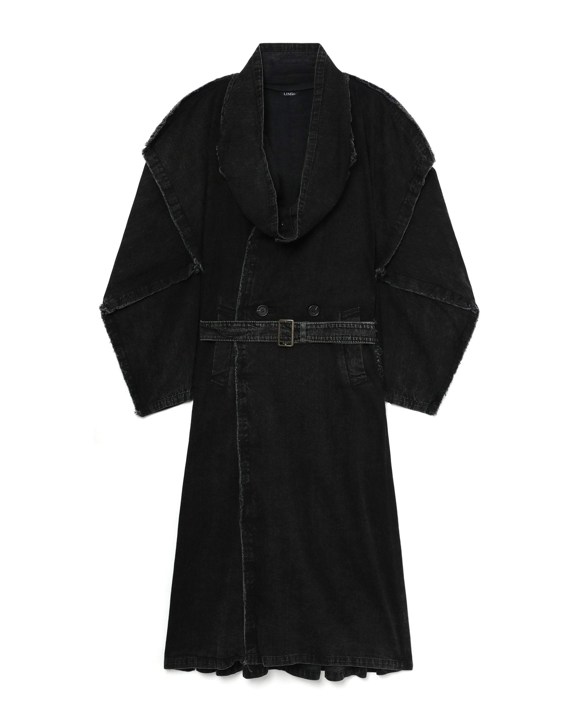 Denim belted coat