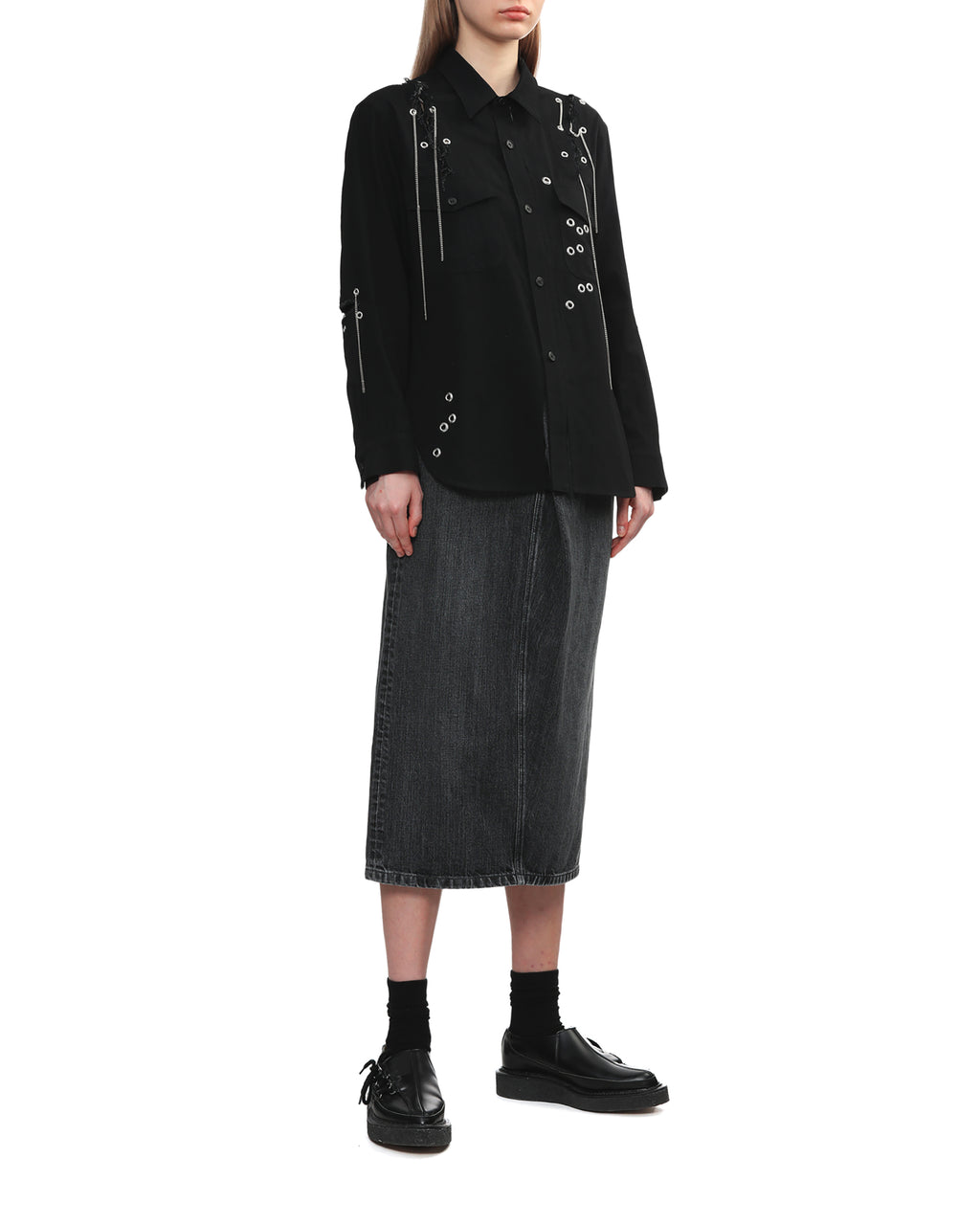 Metal eyelet detail shirt