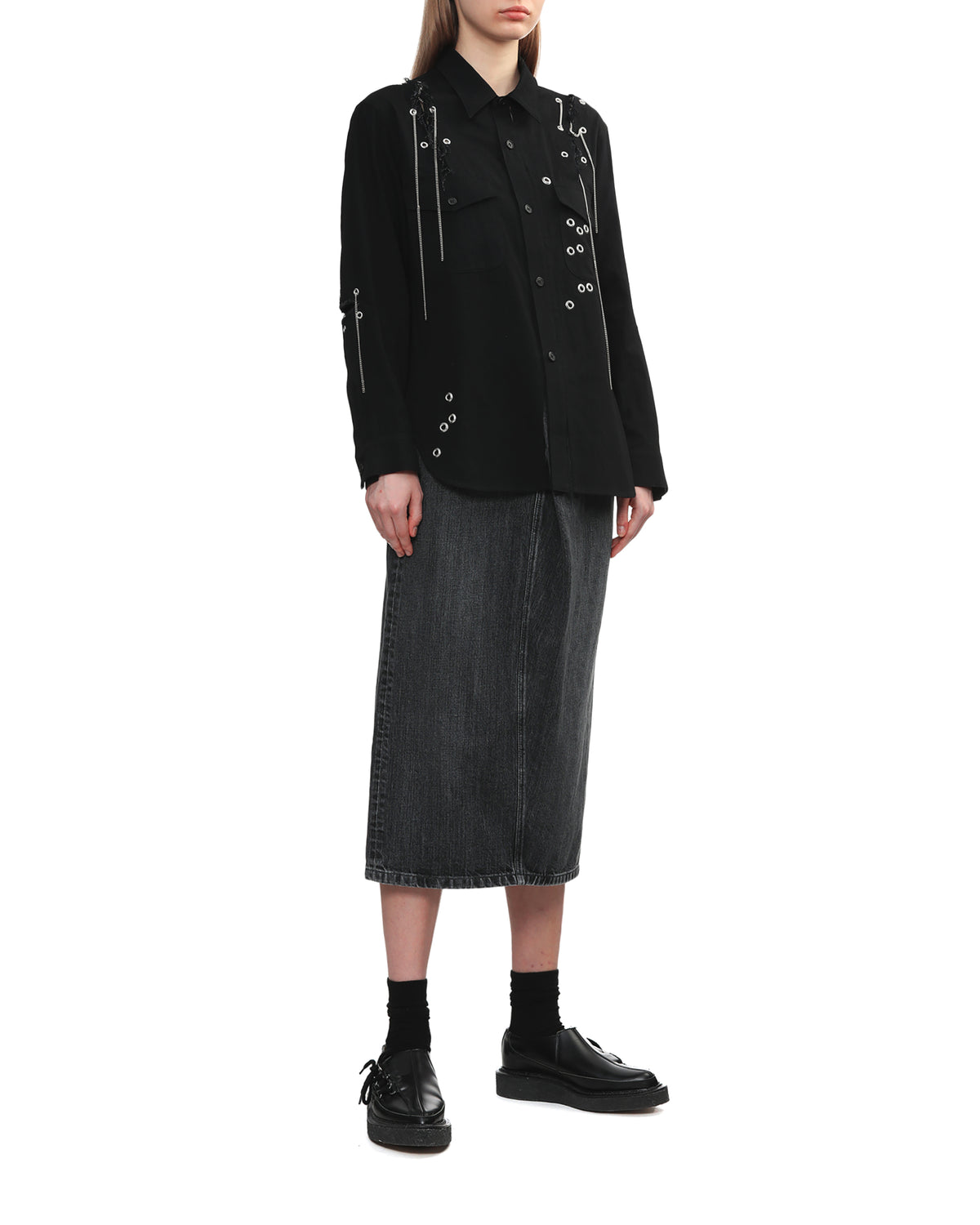 Metal eyelet detail shirt