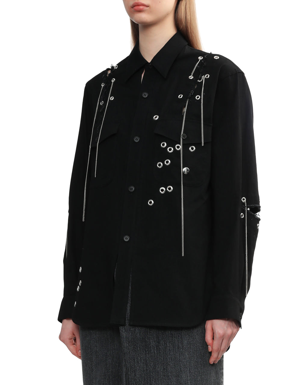 Metal eyelet detail shirt