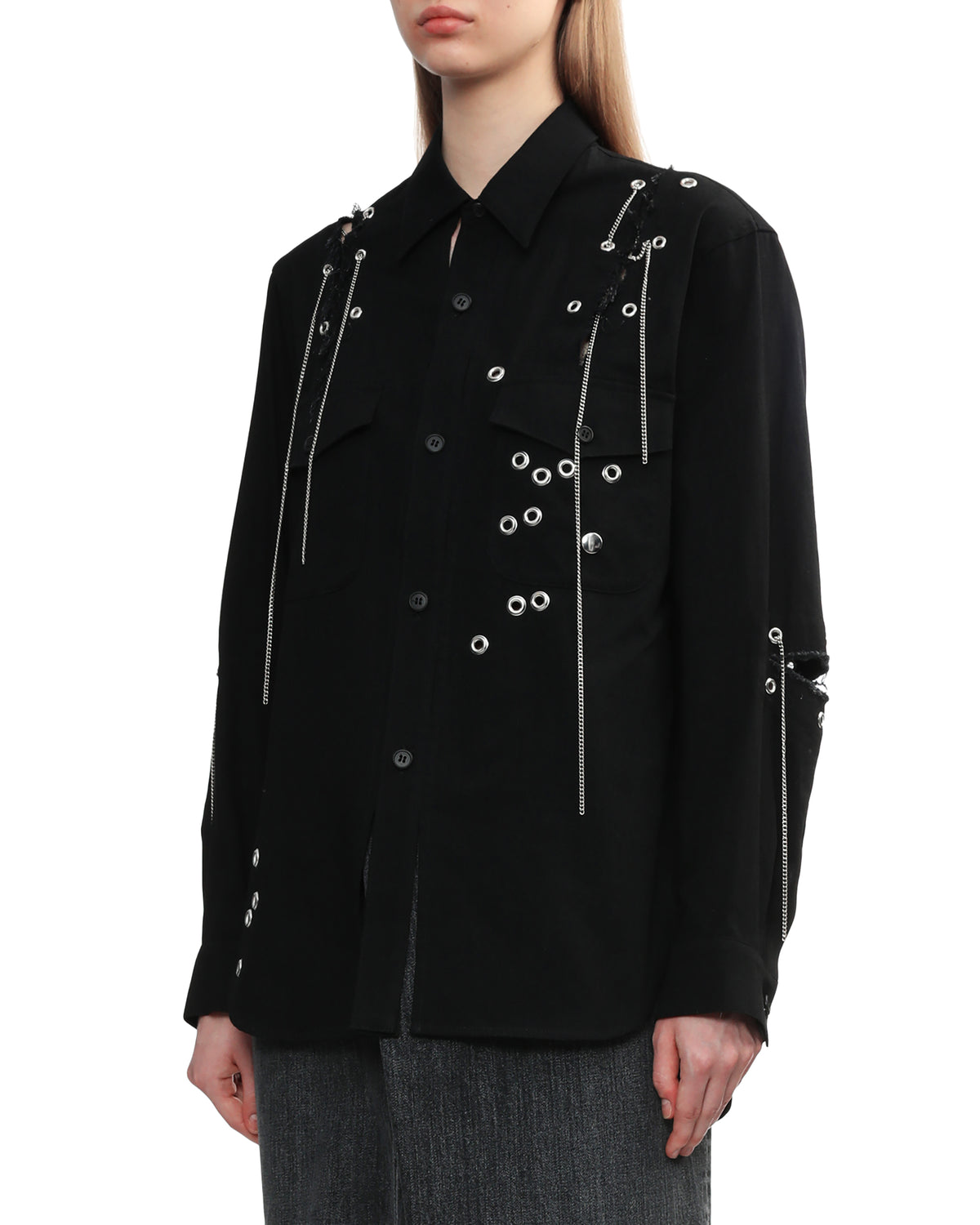Metal eyelet detail shirt