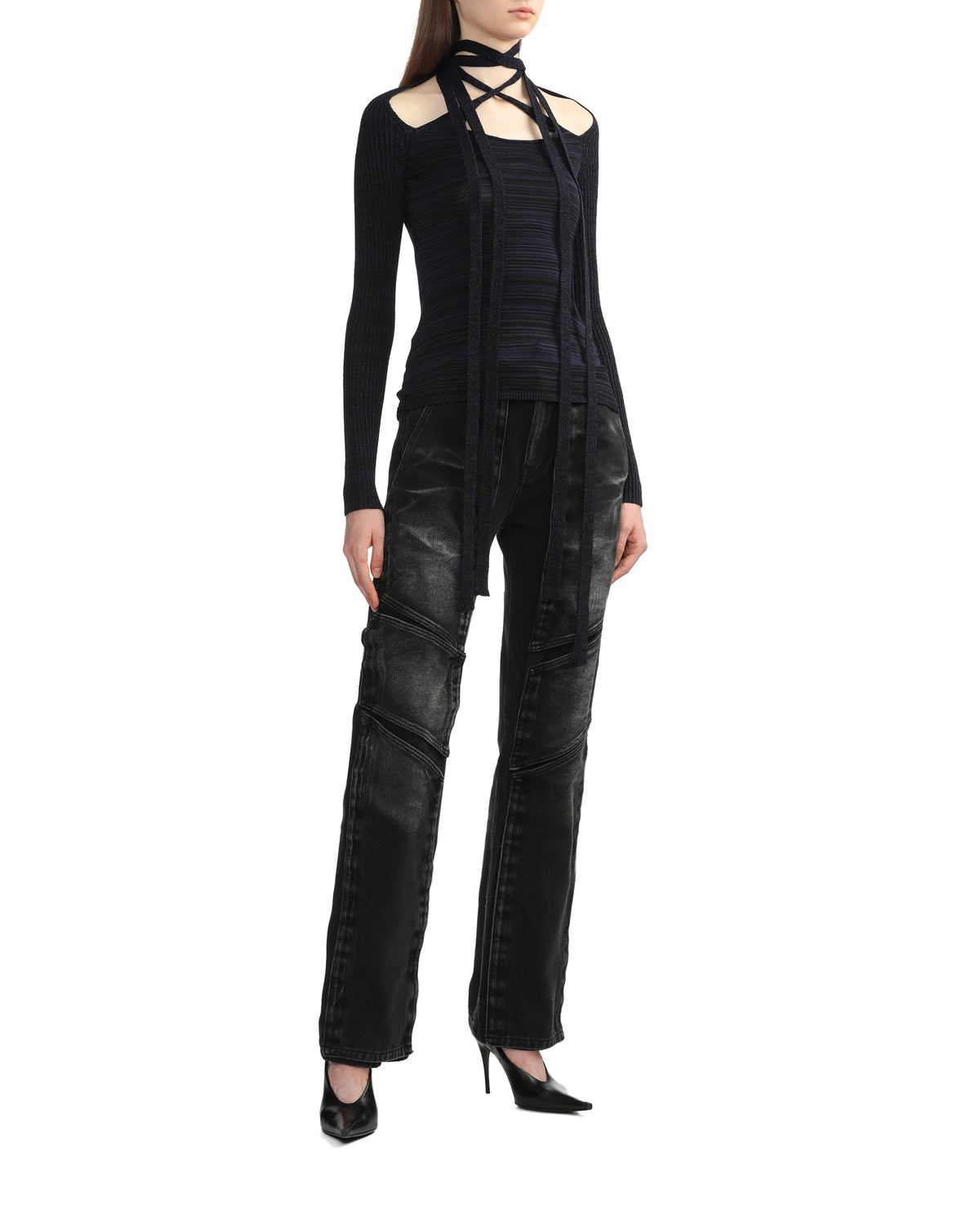 Scarf-detailed knit top