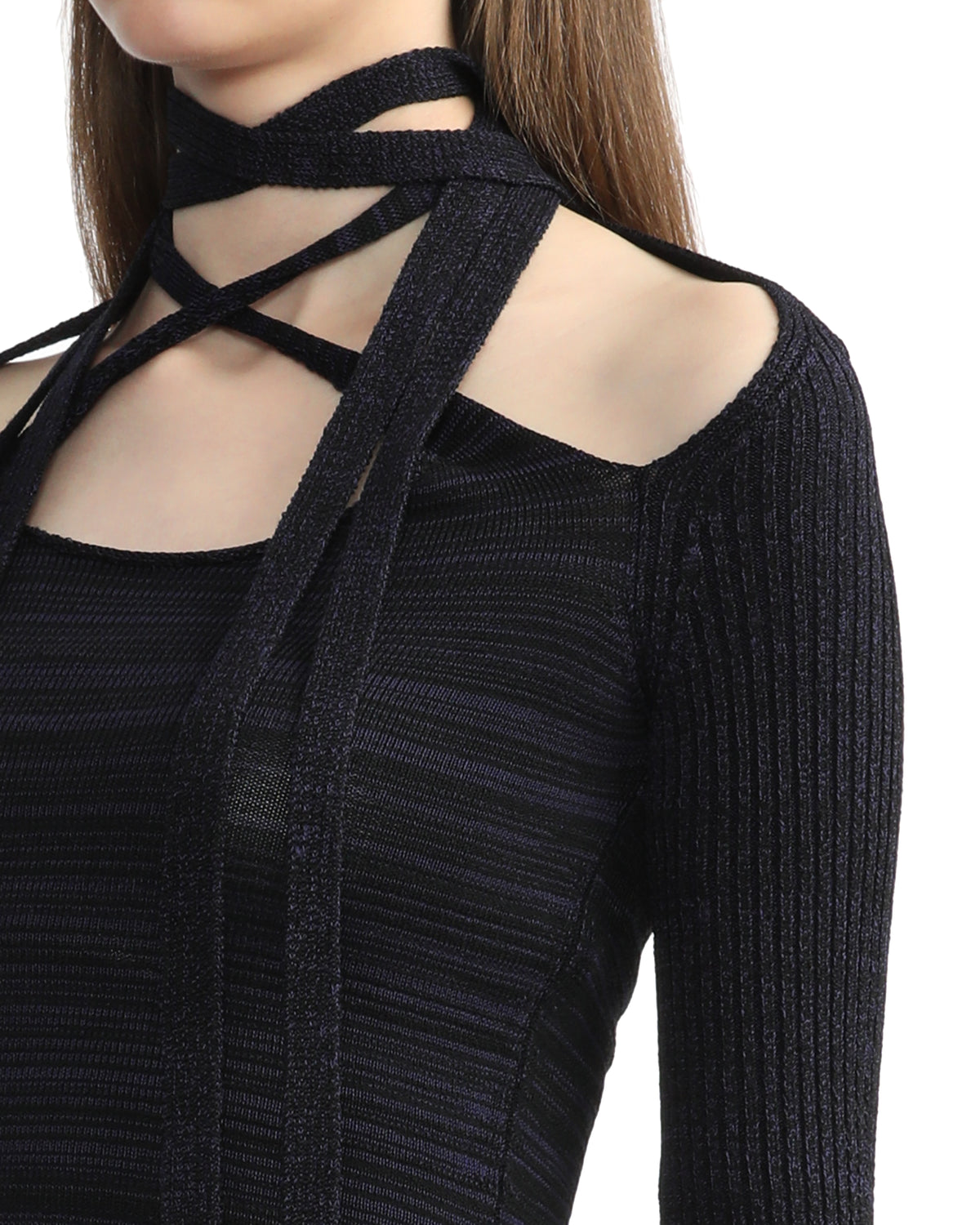 Scarf-detailed knit top