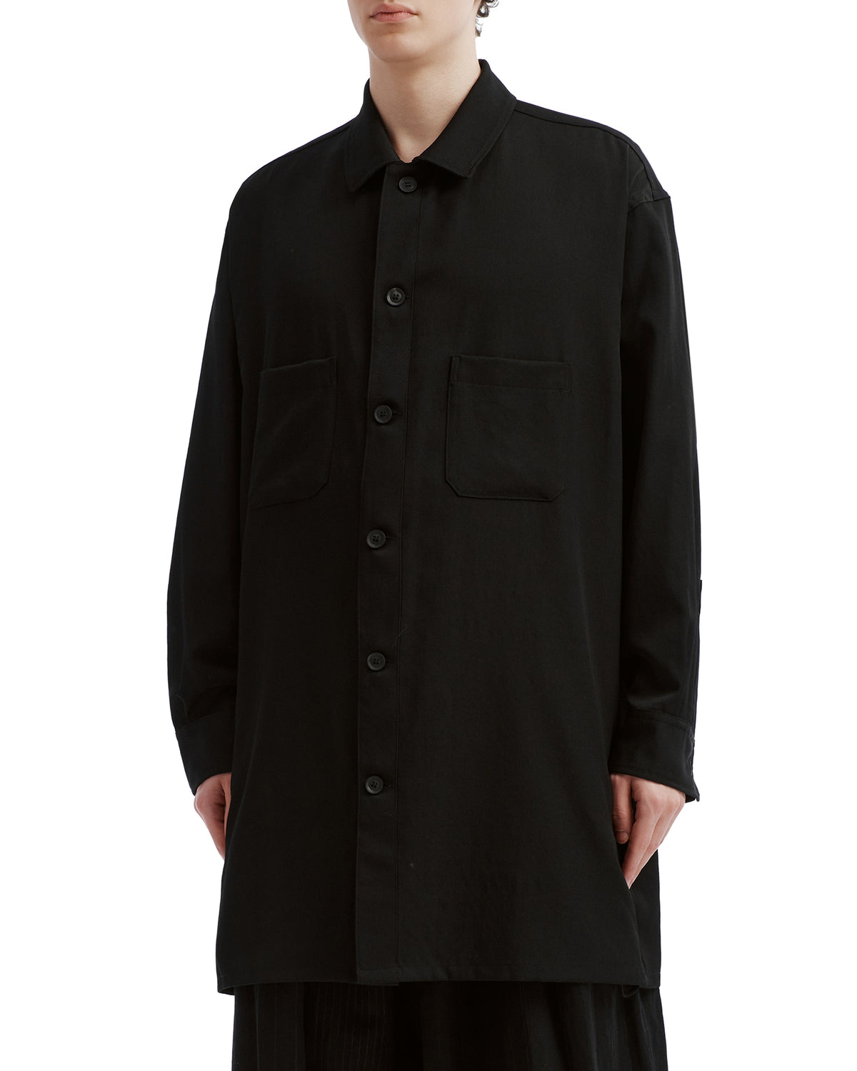 Open collar long sleeve shirt