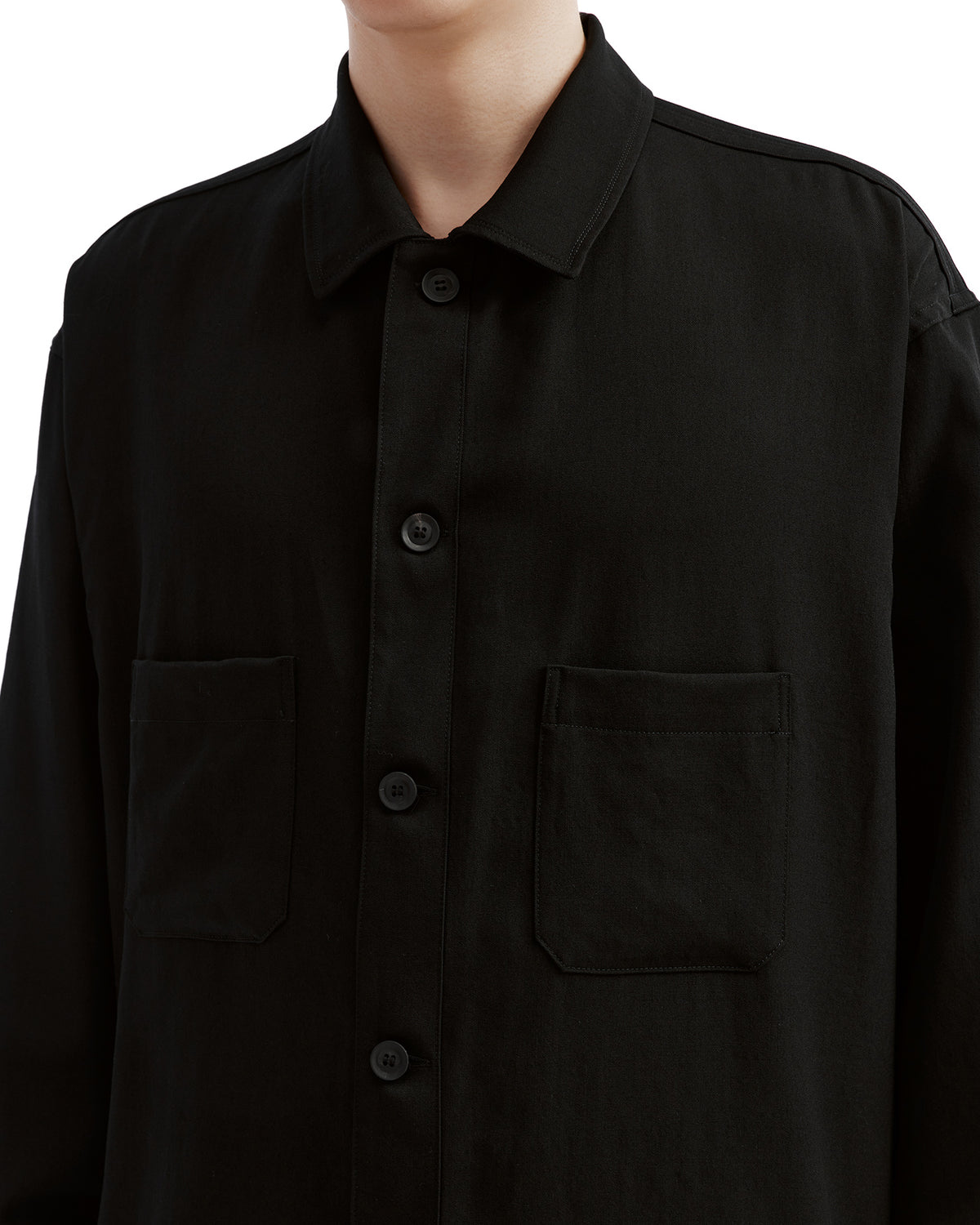 Open collar long sleeve shirt