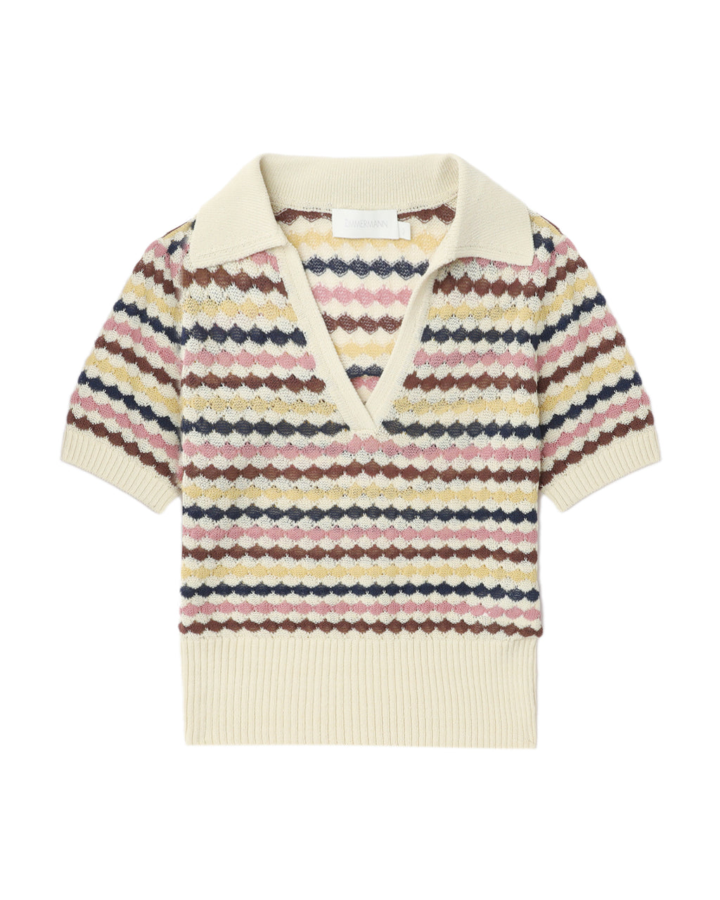 Awaken scallop knit polo top