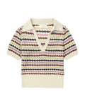 Awaken scallop knit polo top