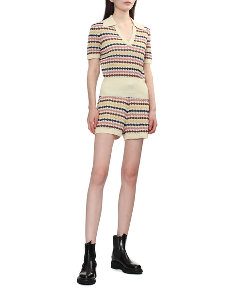 Awaken scallop knit polo top