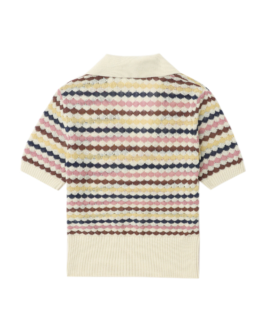 Awaken scallop knit polo top