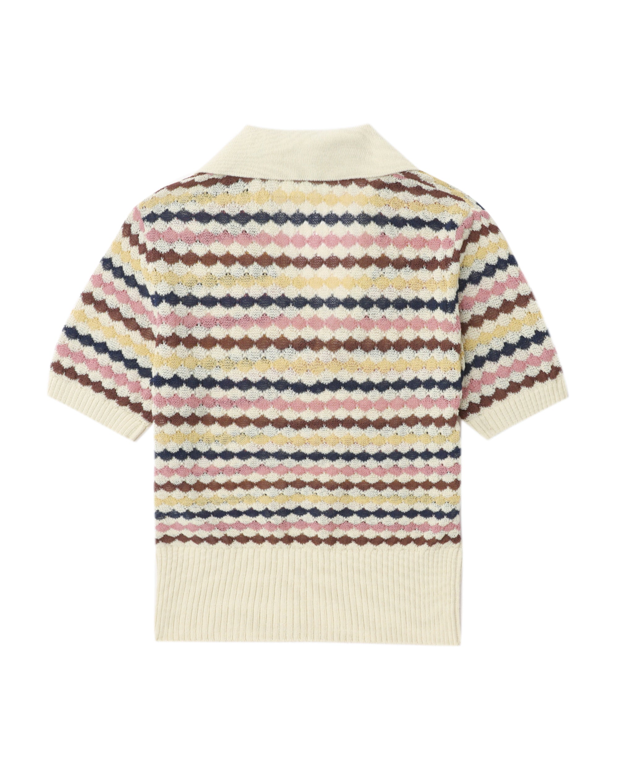Awaken scallop knit polo top