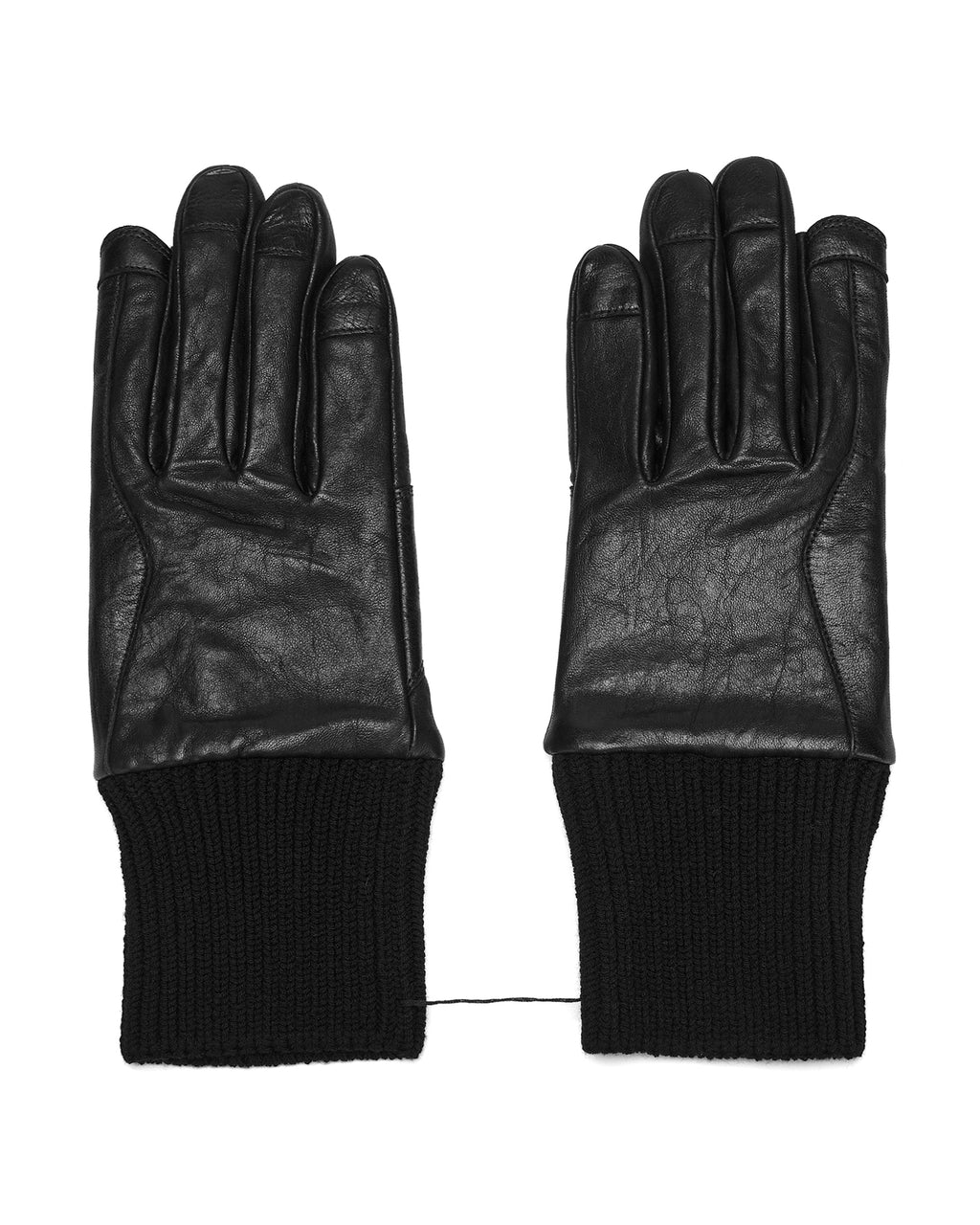 Ribbed-cuff leather gloves