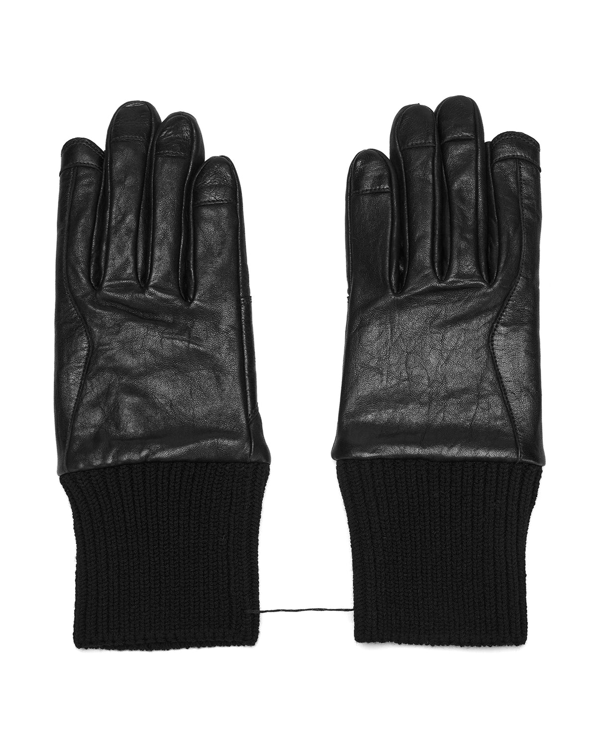 Ribbed-cuff leather gloves