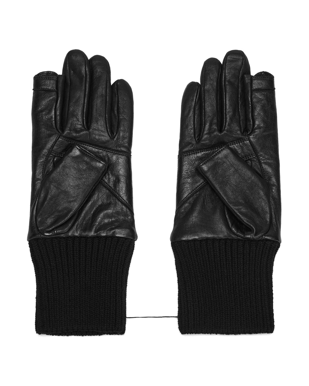 Ribbed-cuff leather gloves