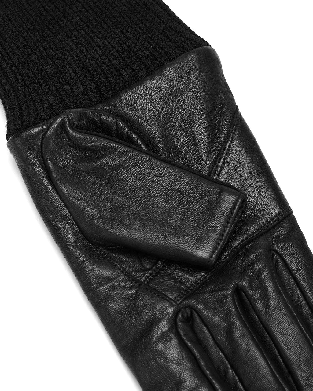 Ribbed-cuff leather gloves