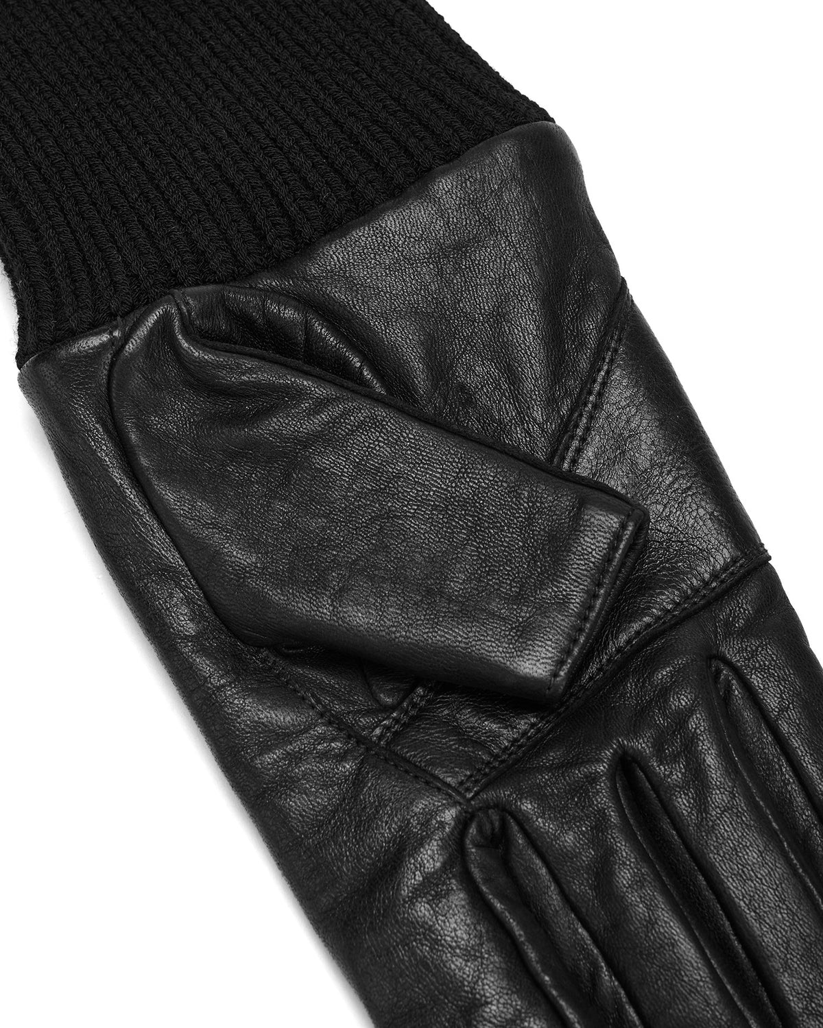 Ribbed-cuff leather gloves