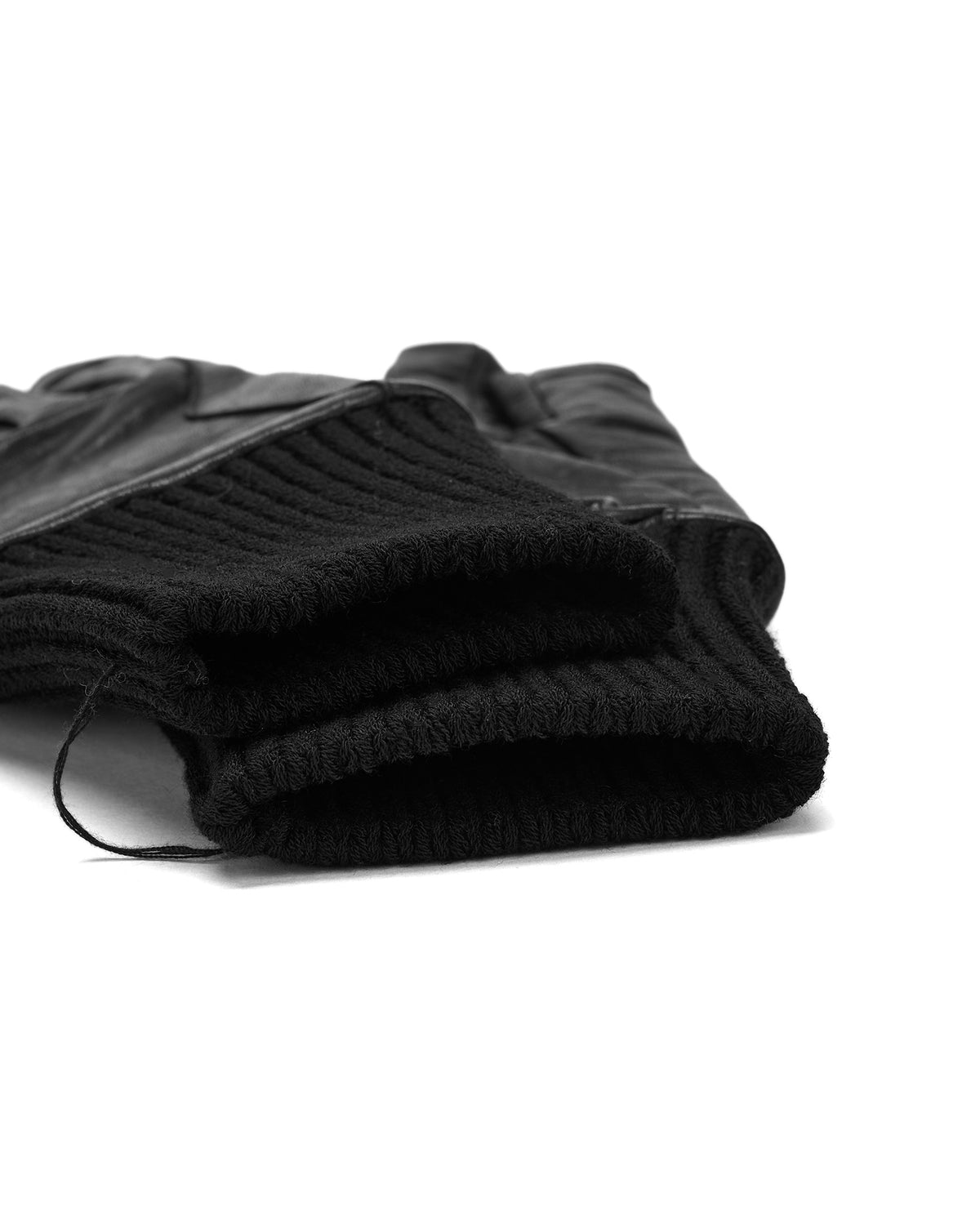 Ribbed-cuff leather gloves