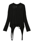 Slashed pull knit top