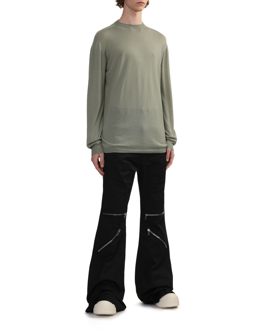 Round neck fine-knit jumper
