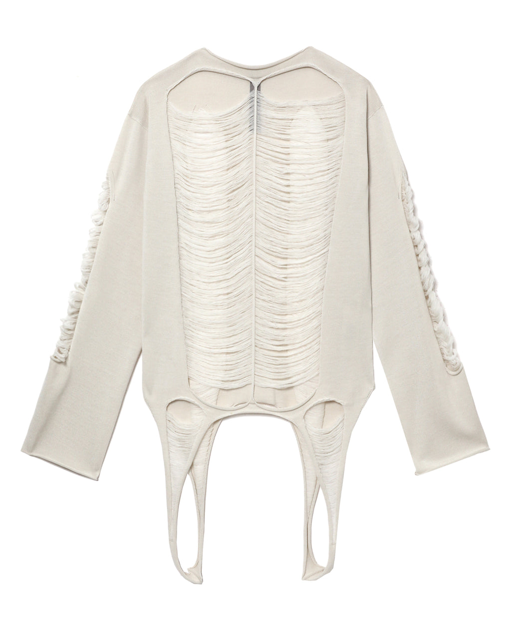 Shredded merino knit long sleeve top