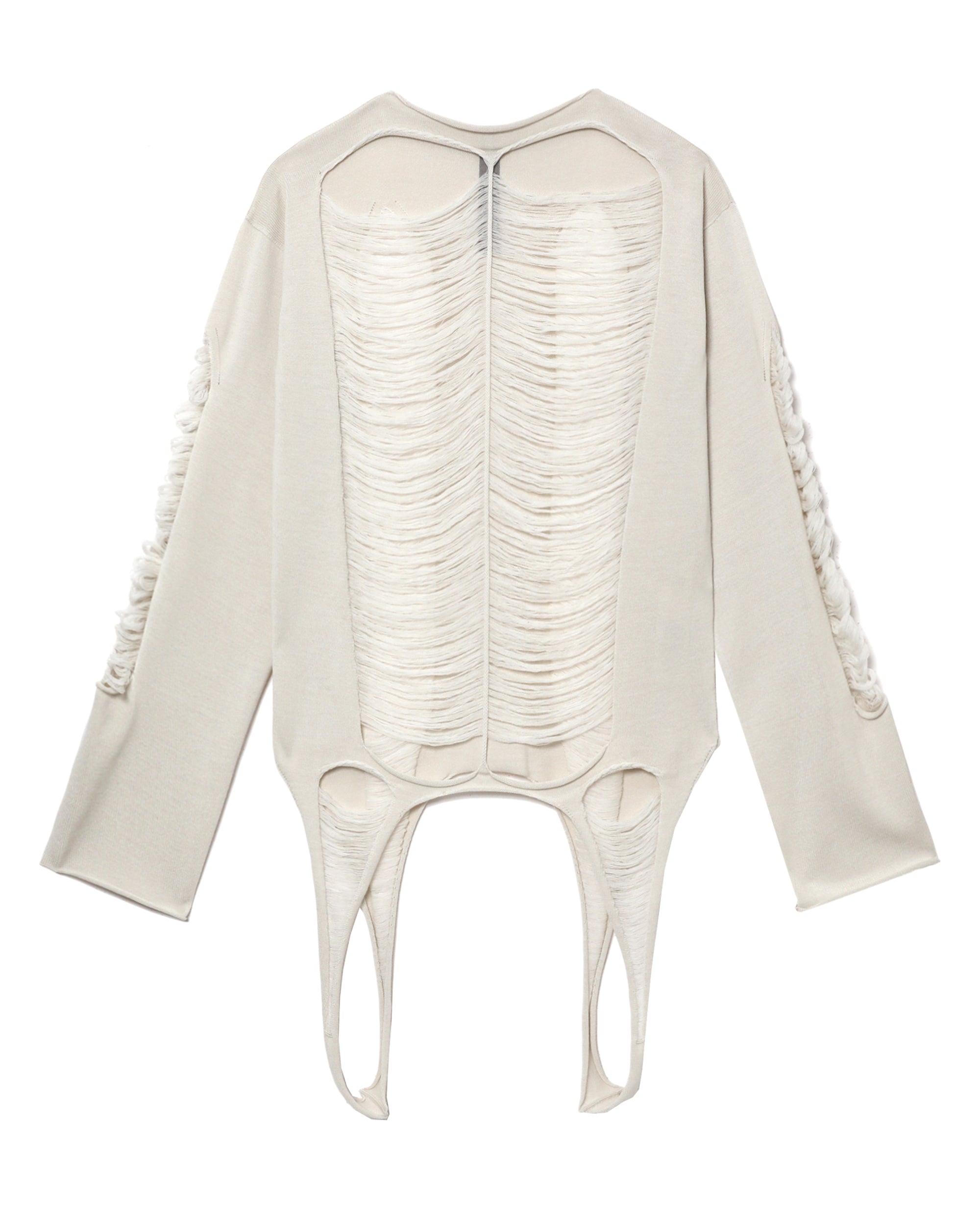 Shredded merino knit long sleeve top