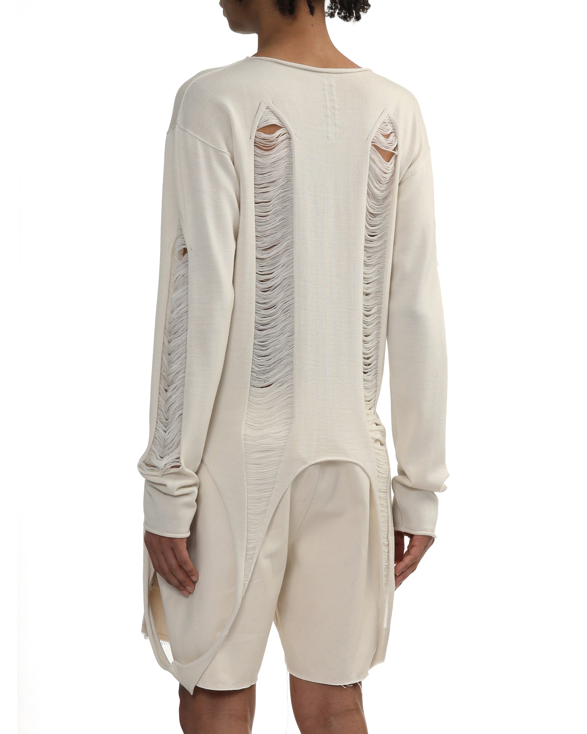 Shredded merino knit long sleeve top