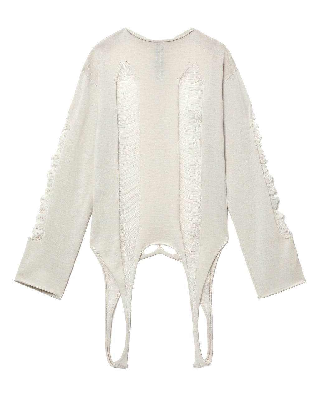 Shredded merino knit long sleeve top