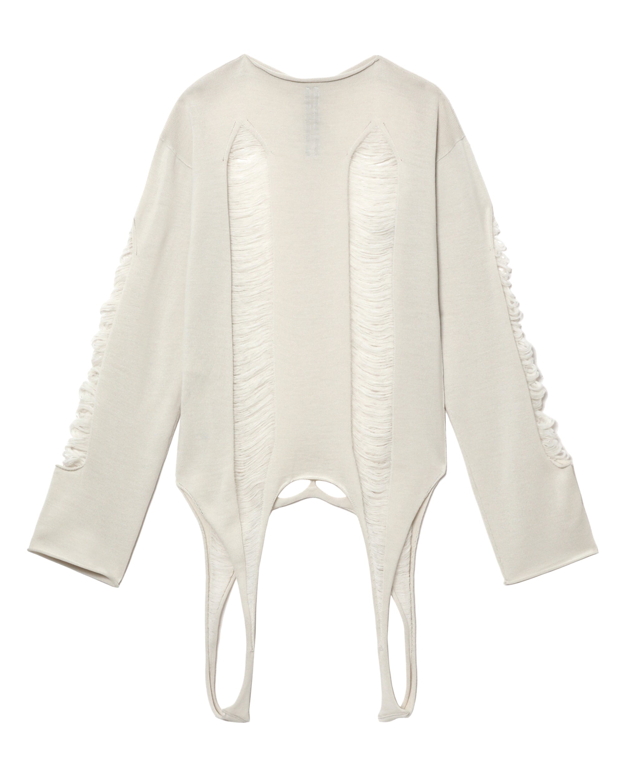 Shredded merino knit long sleeve top