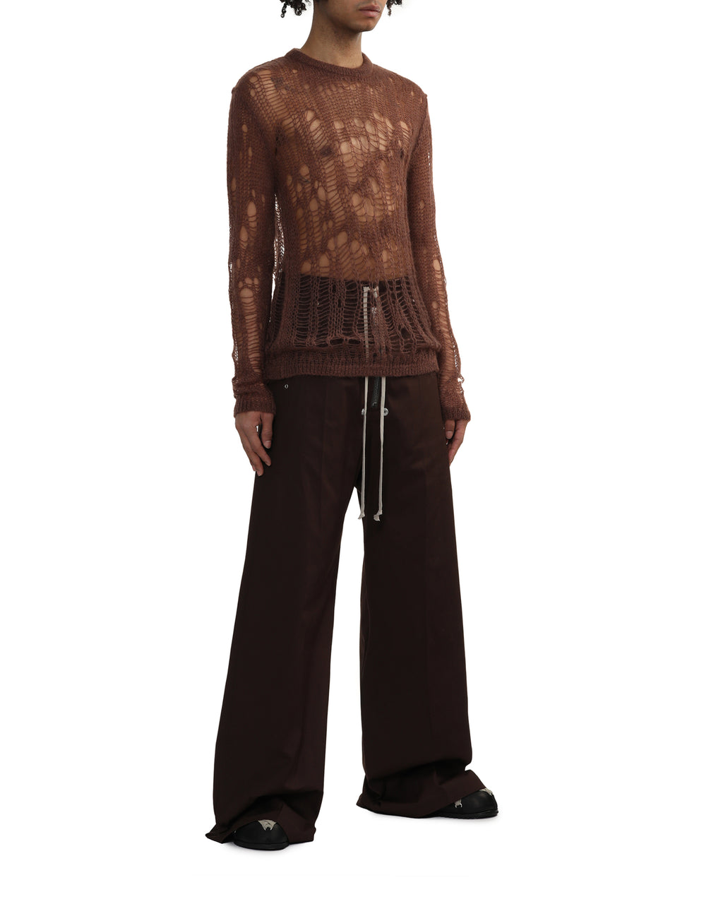 Open-knit distressed sweater