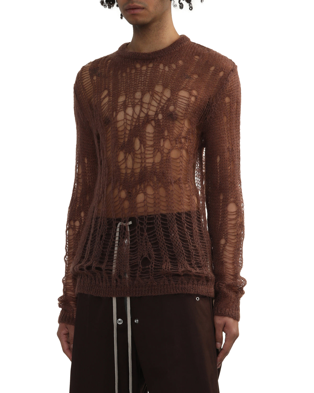 Open-knit distressed sweater