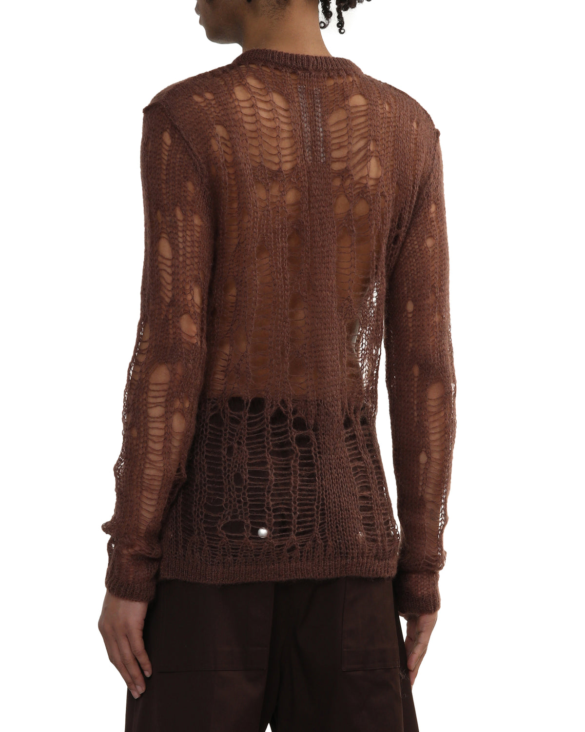 Open-knit distressed sweater