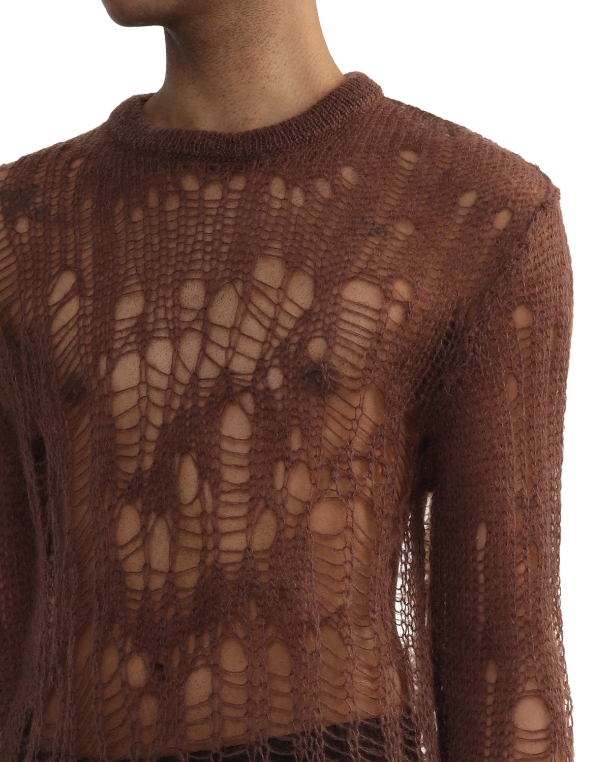 Open-knit distressed sweater