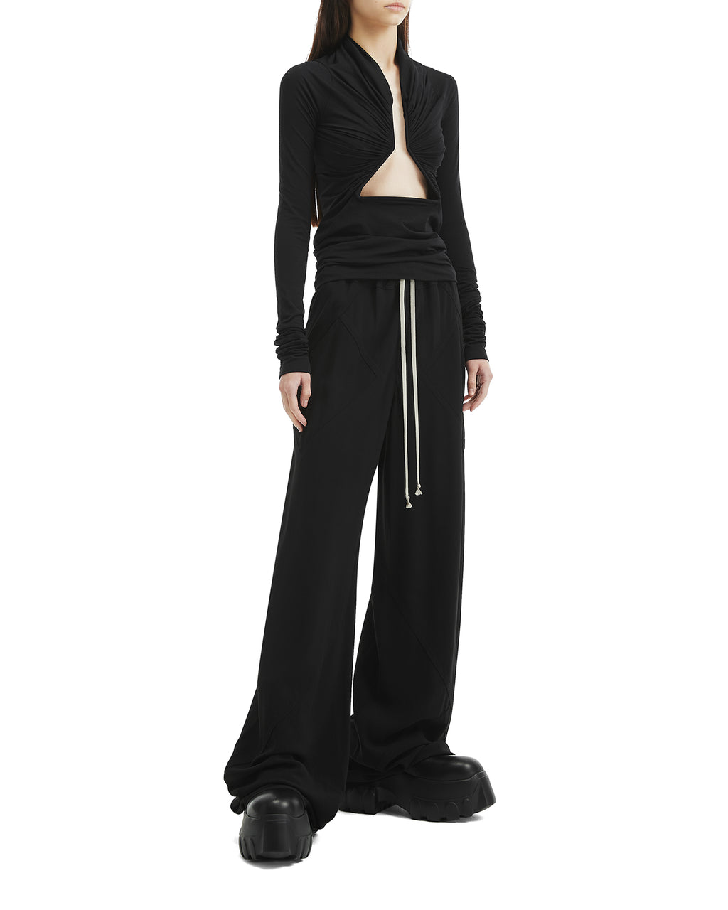 Drawstring wide leg pants