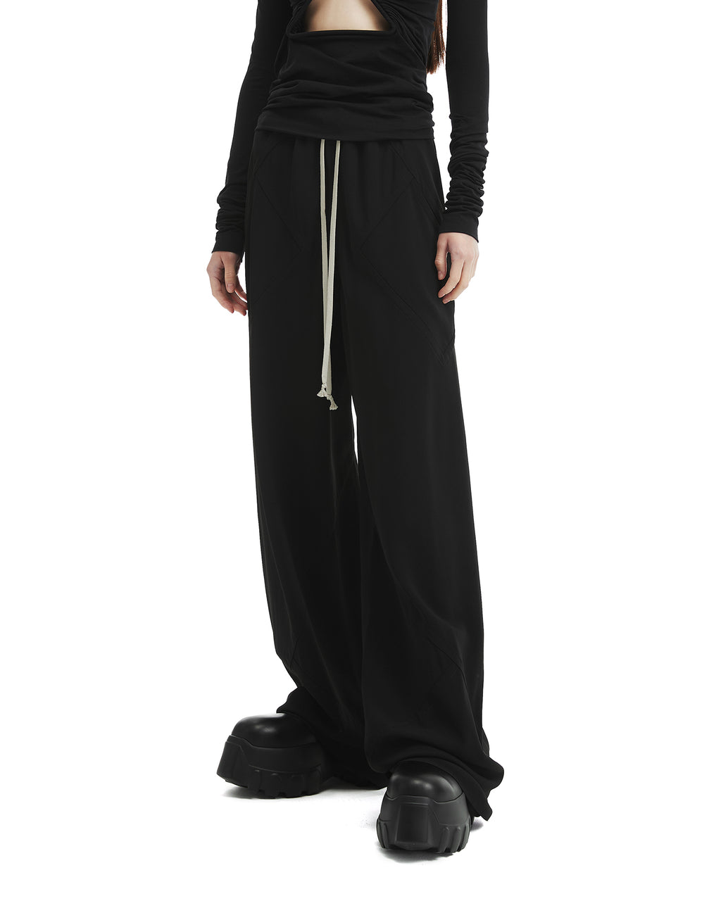 Drawstring wide leg pants