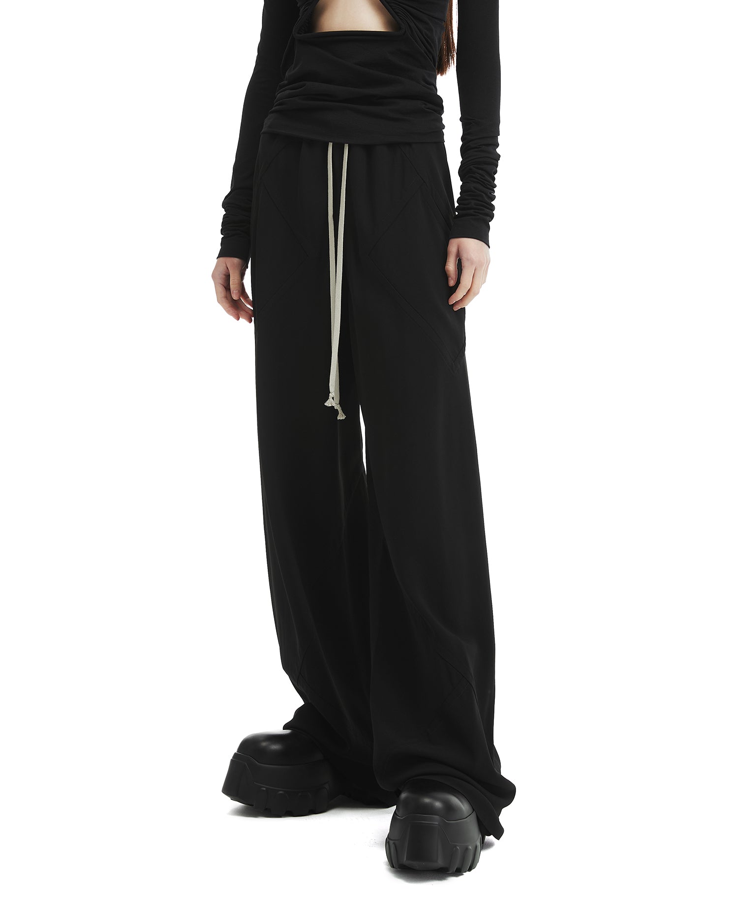 Drawstring wide leg pants