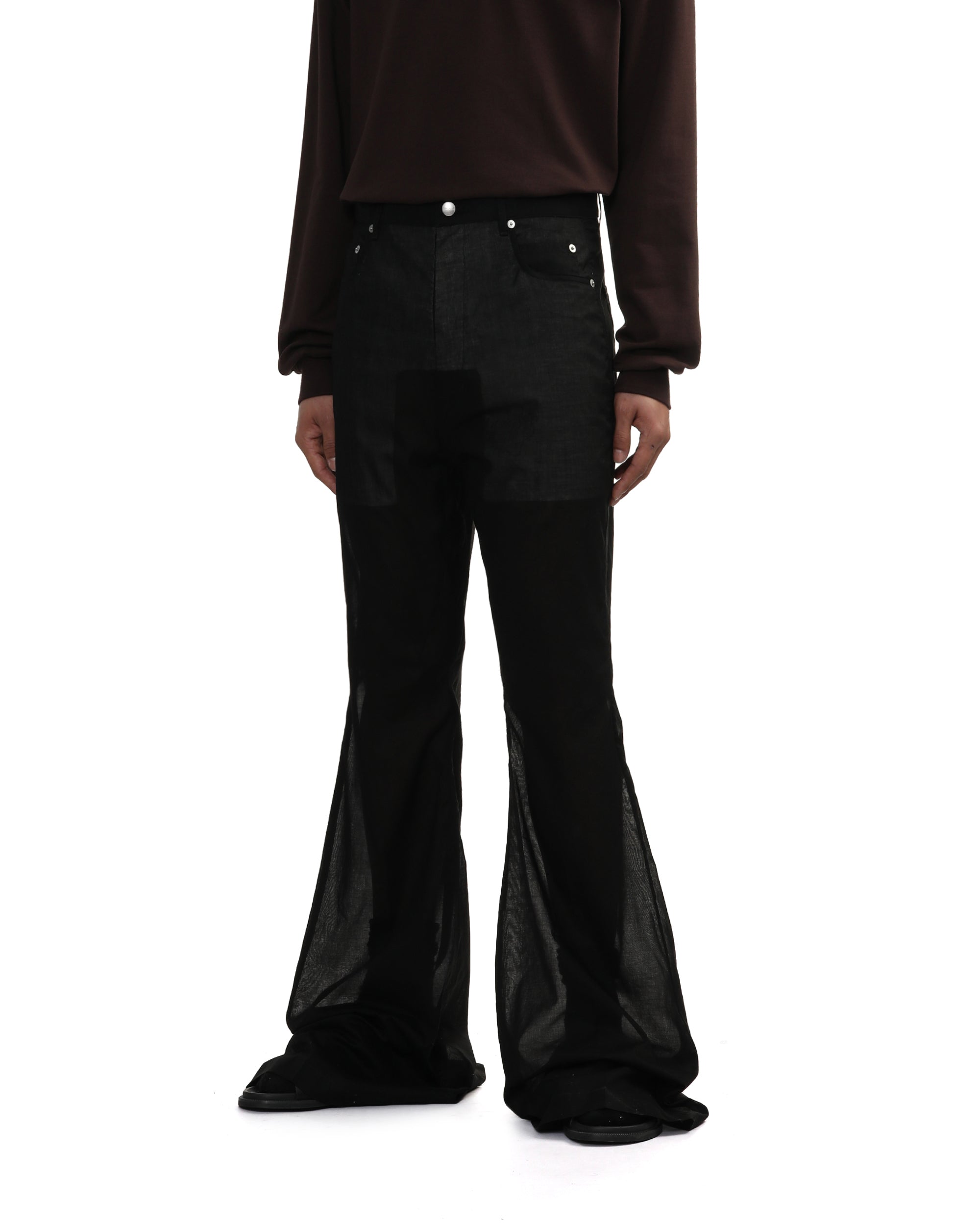Flared leg trousers