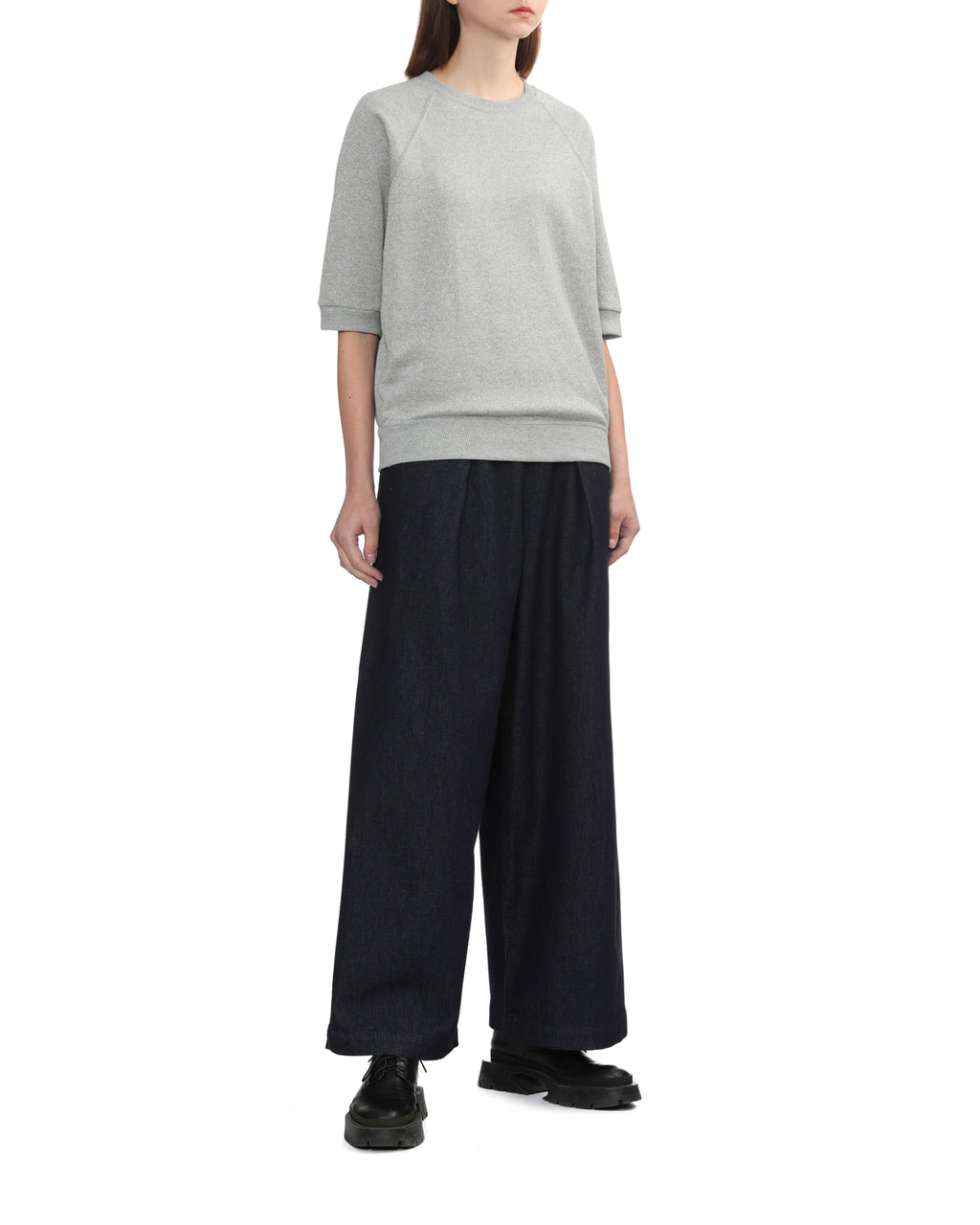 Pleated denim pants