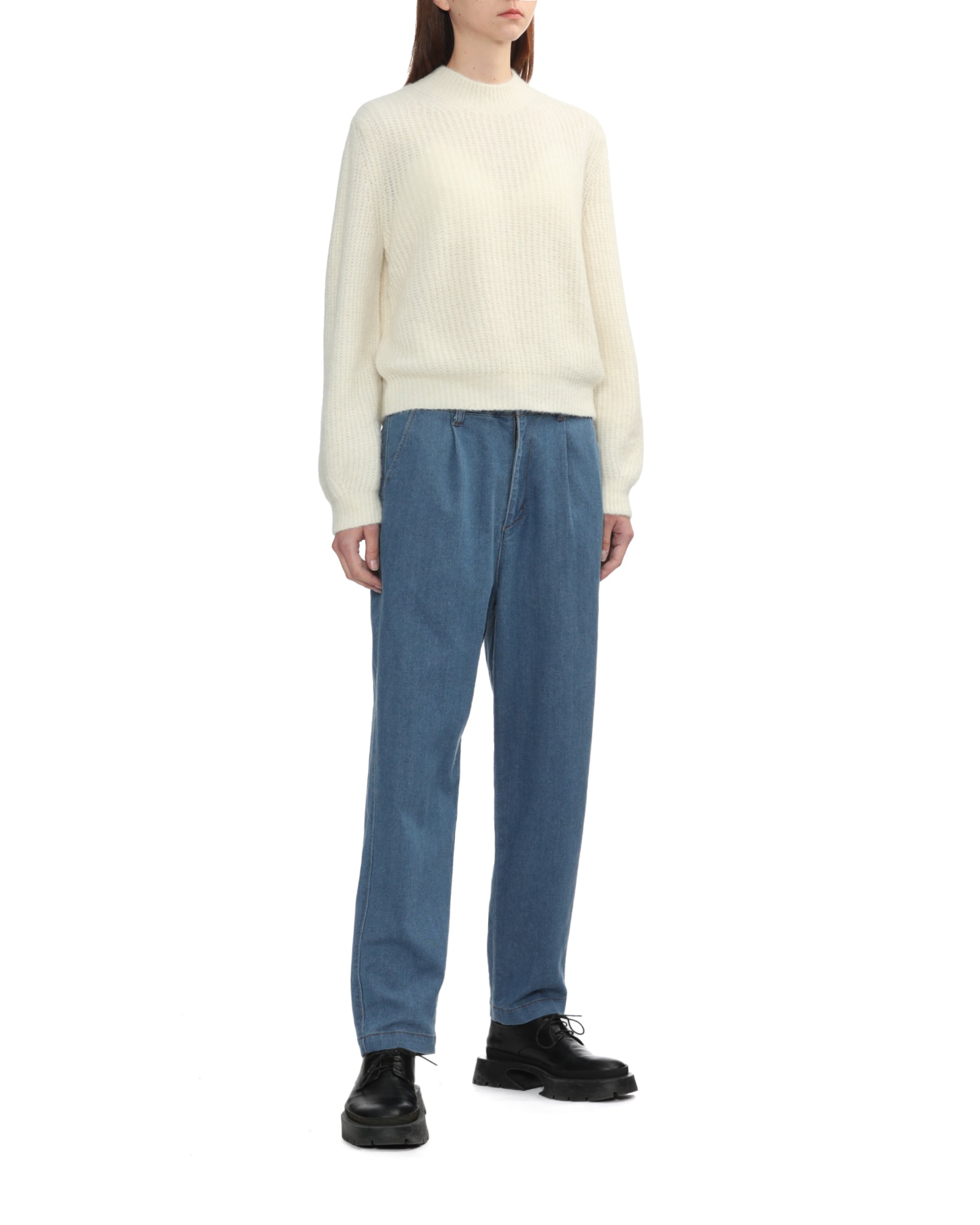Drop crotch denim pants