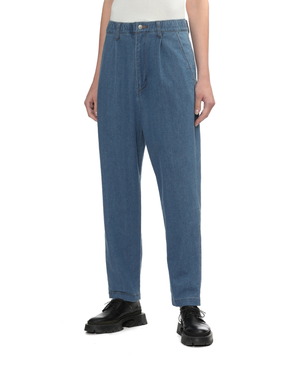 Drop crotch denim pants