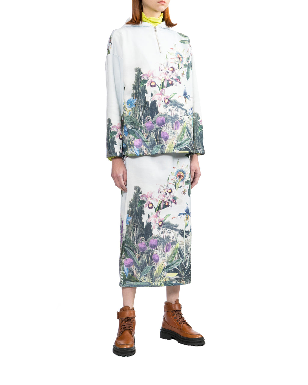 Floral half-zip hoodie