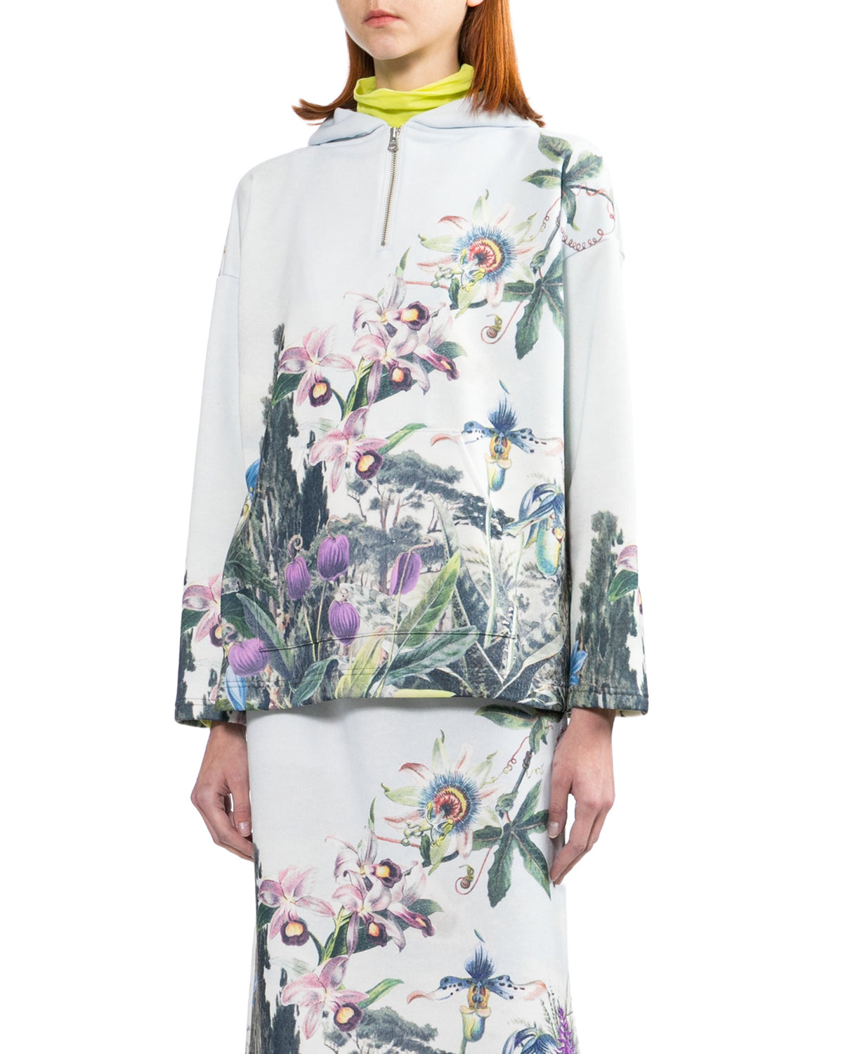 Floral half-zip hoodie