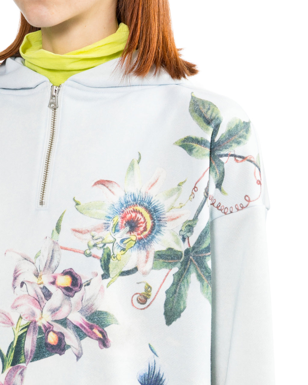 Floral half-zip hoodie